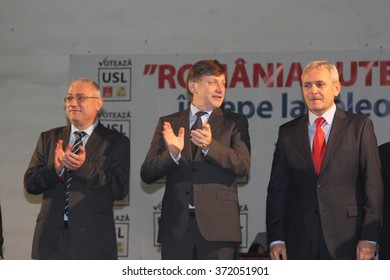 ALEXANDRIA, TELEORMAN, ROMANIA - NOVEMBER 27, 2012: Liviu Nicolae Dragnea, Prominent Member Of Social Democratic Party, On Stage During The Romanian Legislative Election Campaign.