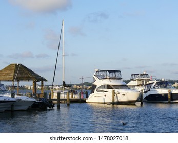 Alexandria, Virginia- September 2017: Yachts Moored At The Dock At The Potomac River In Alexandria. 