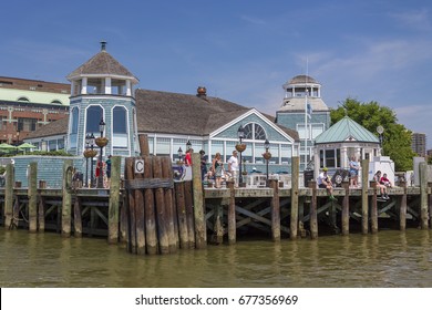 ALEXANDRIA, VIRGINIA, USA - JUNE 4, 2017: Chart House Restaurant, Old Town Alexandria, Potomac RIver waterfront.