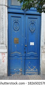 Alexandria/Egypt, 3.October.2020: Blue Door For An Arabic School In The Trading Room Street In Alexandria, Egypt.