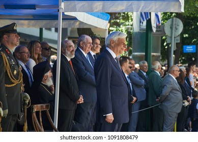 ALEXANDROUPOLI, GREECE-MAY 14, 2018:Greek President Prokopis Pavlopoulos. Selebration Of Alexandroupoli Independence Day Parade.  