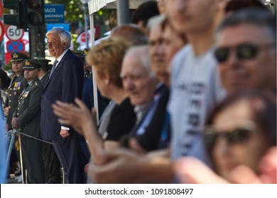 ALEXANDROUPOLI, GREECE-MAY 14, 2018:Greek President Prokopis Pavlopoulos. Selebration Of Alexandroupoli Independence Day Parade.  