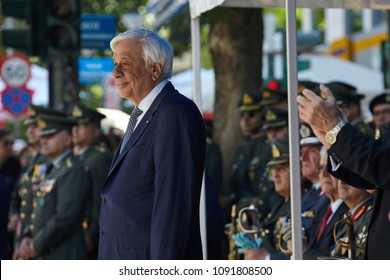 ALEXANDROUPOLI, GREECE-MAY 14, 2018:Greek President Prokopis Pavlopoulos. Selebration Of Alexandroupoli Independence Day Parade.  