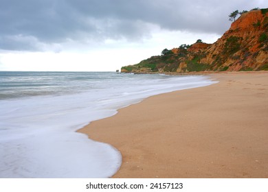 Algarve Beach Scenario In Winter, Portugal