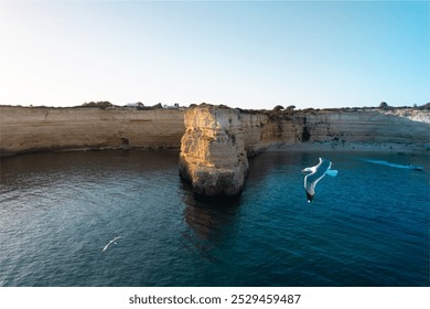 Algarve Coastal Cliffs Sunset Drone Photography - Powered by Shutterstock