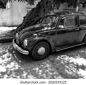 Algeirs,Algeria,17 January 2020: An Old Car Stationed In The Street With Black And White