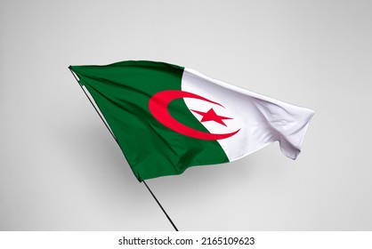 Algeria flag isolated on white background with clipping path. flag symbols of Algeria. flag frame with empty space for your text.