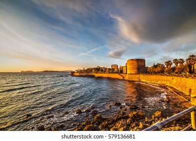 Alghero Seafront At Sunset, Sardinia