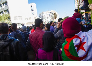 Algiers, Algeria - March 01 2019 : Important Peaceful Demonstrations In The Algerian Capital; Algiers, Protesting The Candidacy Of The Current President For His 5th Term And Calls For Major Political 