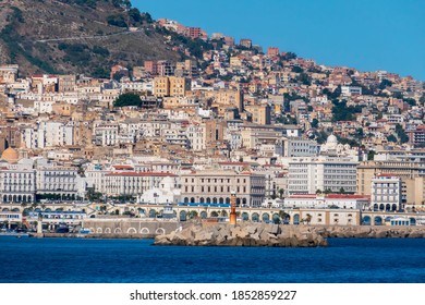 Algiers, Algeria - October 6, 2020: The beautiful city of Algeria seen from the port.