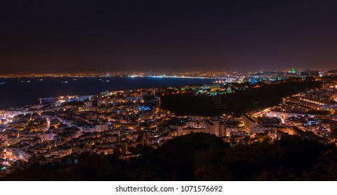 Algiers cityscape at night , Algeria - April 10, 2018