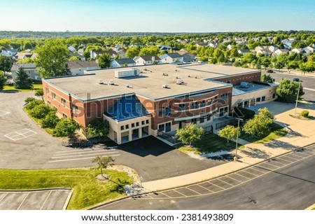Algonquin, Illinois, United States of America - August 31st 2023:  Algonquin Illinois Algonquin Lakes Elementary Drone Photography