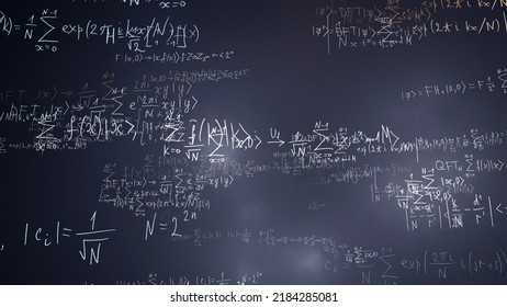 Algorithm, solutions of equations, abstract background of mathematical formulas. Engineering and mathematical education, algorithm development