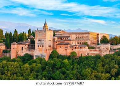 The Alhambra aerial panoramic view. The Alhambra is a fortress complex located in Granada city, Andalusia region in Spain. - Powered by Shutterstock