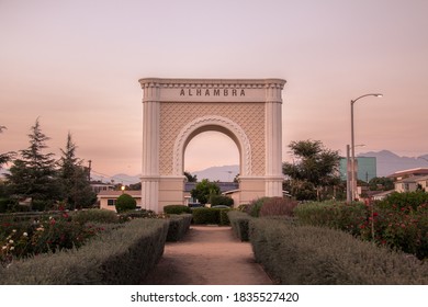 ALHAMBRA, CALIFORNIA / USA - OCTOBER 17, 2020: Alhambra Landmark in the Evening