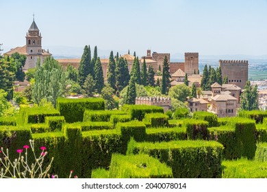 Alhambra viewed from Generalife gardens in Granada, Spain