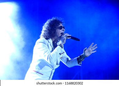 Alicante City, Spain; August 25 2018: Spanish Singer, Enrique Bunbury, Offers His Concert  EX-Tour 17-18  In Alicante City