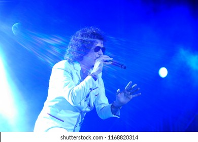 Alicante City, Spain; August 25 2018: Spanish Singer, Enrique Bunbury, Offers His Concert  EX-Tour 17-18  In Alicante City