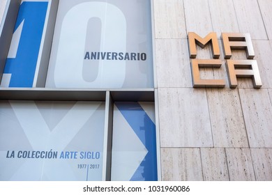 ALICANTE, SPAIN- JANUARY 18, 2018: Detail Facade Museum Maca Museu Art Contemporani.Alicante, Spain.