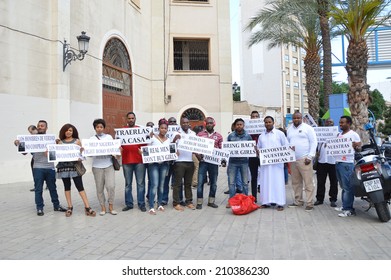 ALICANTE, SPAIN - May 14: Assn Of Nigerians Protest For Support Against Boko Haram That's Claimed Responsibility For Abducting Over 200 Girls From A School In Chibok, Nigeria. Alicante May 14, 2014.