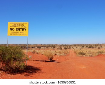 Alice Springs, Australia - August 9, 2019: Sign Prohibiting Entry Into Aboriginal Land