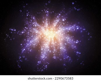 Alien galaxy with a bright core, supernova explosion. Arms of a spiral galaxy with stars. Phenomenon of the universe. - Powered by Shutterstock