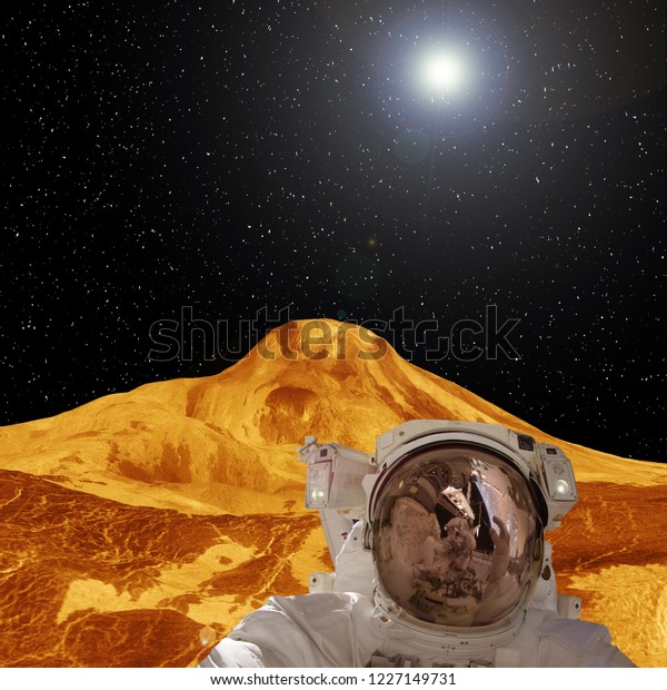Alien planet and the astronaut.\
Stars. The elements of this image furnished by\
NASA.\
