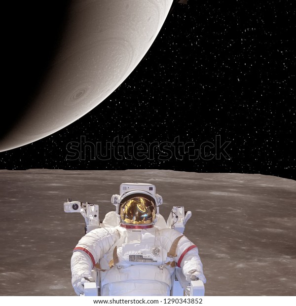 Alien planet landscape. Astronaut.
Stars. The elements of this image furnished by
NASA.
