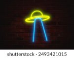 alien spaceship hd glowing neon