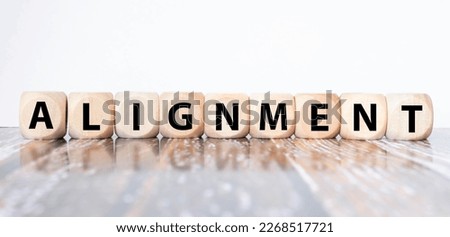 Alignment. Cubes form the word Alignment. Broad concept from business to medicine.