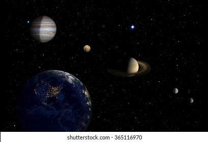 Alignment of the planets - Mercury Venus, Saturn, mars, jupiter "Elements of this image furnished by NASA " (011916-021916) - Powered by Shutterstock