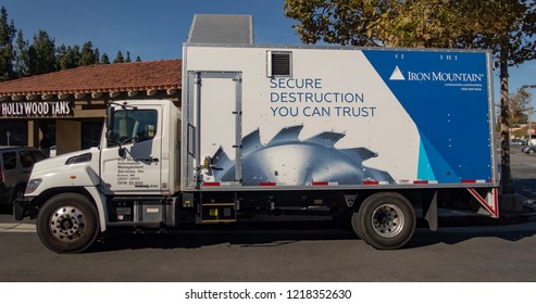 Aliso Viejo, CA / USA - 10/31/2018: Iron Mountain Document Shredder Truck