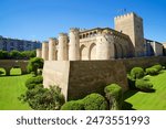 Aljaferia castle palace and gardens, seat of the regional government of Aragon, in Zaragoza, Aragon in Spain