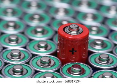 Alkaline battery AAA size with selective focus on single battery 