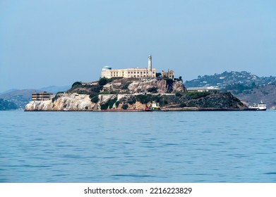 Alkatraz Island and Former United States Penitentiary Prison offshore of San-Francisco. Horizontal Image Orientation - Shutterstock ID 2216223829