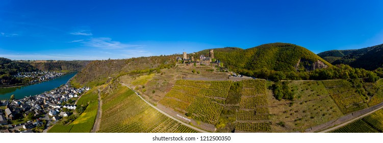 Alken Mit Burg Thurant In Den Weinbergen, Unterlauf Mosel, Landkreis Mayen – Koblenz, Rheinland-Pfalz, Deutschland