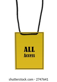 All Access Back Stage Pass On White Background.