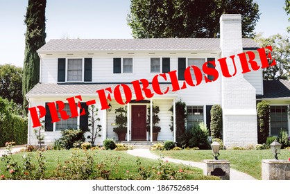 All American Home With A Marking Of Pre-Forclosure - White Home - Suburbs - Forbearance