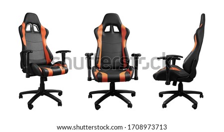 All angels view of racing cars seat design armchair isolated on white background