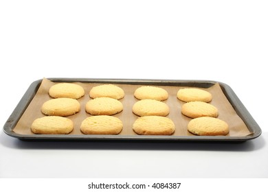 Smiling Chocolate Chip Cookie On A Baking Sheet Smiling Chocolate Chip Cookie On A Baking Sheet