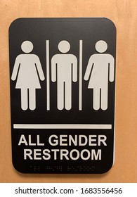 All Gender Restroom Sign On Bathroom 