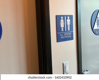 All Gender Restroom Sign In Restaurant 