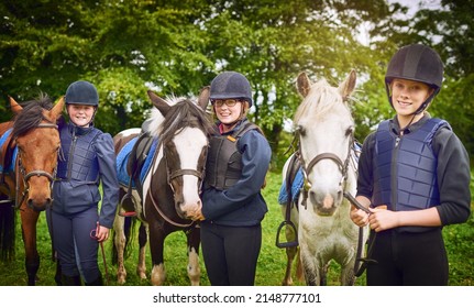 All great days are spent with a horse. Shot of a group of teenage girls going horseback riding together. - Powered by Shutterstock