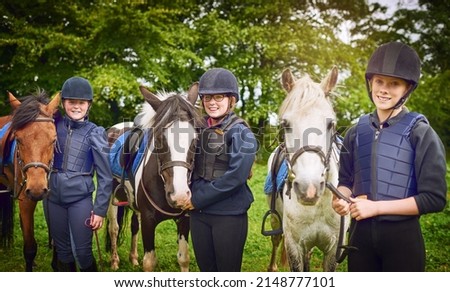 All great days are spent with a horse. Shot of a group of teenage girls going horseback riding together.