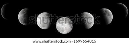 All the moon phases panoramic showing crater detail