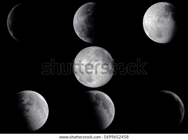 All the moon phases\
showing crater detail