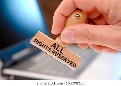 All Rights Reserved Printed On Rubber Stamp