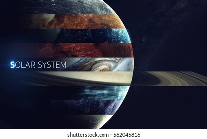 All Solar System Planets In One. Modern Minimalistic Art. Elements Of This Image Furnished By NASA