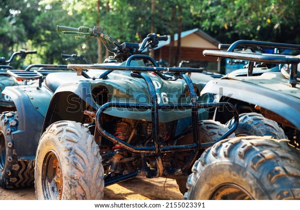 all terrain\
vehicle parking in the racing\
area