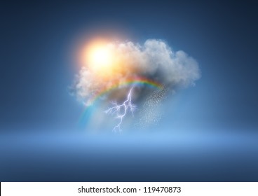 All Weather Cloud - A cloud with lots of weather elements! - Shutterstock ID 119470873